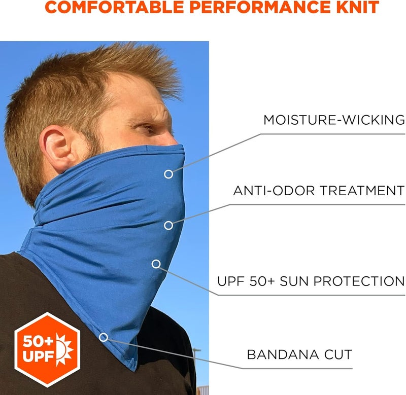 Ergodyne Chill Its 6483 Cooling Neck Gaiter Bandana with Pocket for Ice or 6283 Phase Change Cool Pack UPF 50 Sun ProtectionBlue LargeXLarge - Image 2