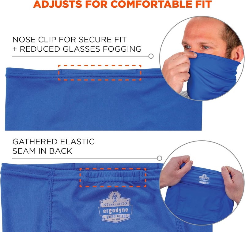 Ergodyne Chill Its 6483 Cooling Neck Gaiter Bandana with Pocket for Ice or 6283 Phase Change Cool Pack UPF 50 Sun ProtectionBlue LargeXLarge - Image 5