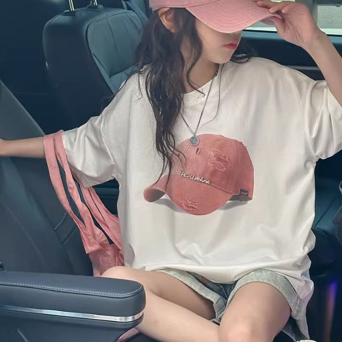 Girls' Summer Pure Cotton T-Shirt Short-Sleeved New Fashionable Brand Love Letter Foreign Style Fried Street Children'S Loose Hip-Hop Top - Image 1