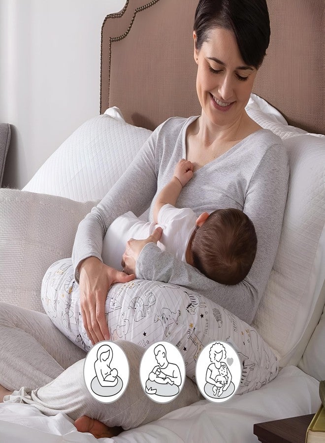 وسادة رضاعة أطفال قابلة للتعديل من ويندسون كرافت، وسادة رضاعة، وسادة رضاعة للأمهات مع غطاء قابل للفصل، مناسبة للرضاعة الطبيعية من عمر 0 إلى 24 شهرًا، مقاس 24 × 22 × 6 بوصات (بتصميم حيوانات دفتر الملاحظات). - Image 3