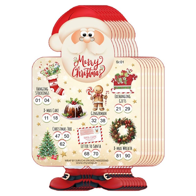 Suruchi Strokes Christmas Theme Tambola Tickets, New Housie Game for Merry Christmas Celebration for X-mas Party (50 Tickets) - Image 1