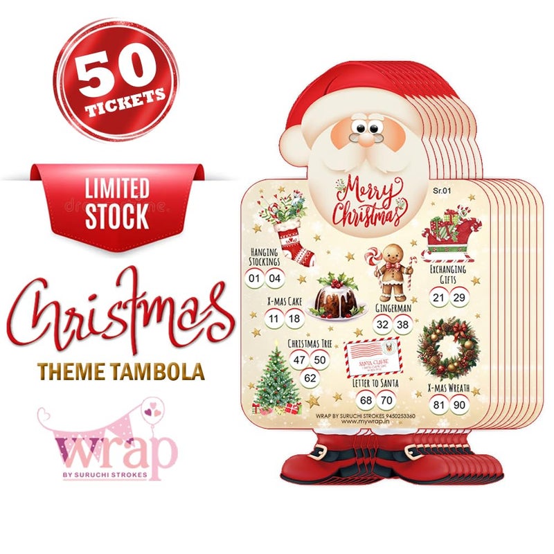 Suruchi Strokes Christmas Theme Tambola Tickets, New Housie Game for Merry Christmas Celebration for X-mas Party (50 Tickets) - Image 3