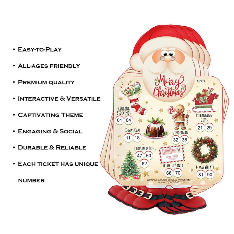 Suruchi Strokes Christmas Theme Tambola Tickets, New Housie Game for Merry Christmas Celebration for X-mas Party (50 Tickets) - Image 5
