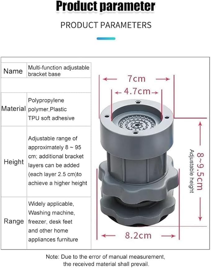 FERY Washing Machine Vibration Pads Adjustable Dryer Shock Noise Cancelling Pads Anti Vibration Pads for Washing Machine Support Height Adjustment Feet for Refrigerators 4 Pcs Pack of 1 - Image 4