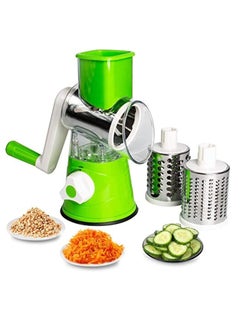 Manual Tabletop Drum Cheese Grater, 3 In 1 Rotary Shredder Slicer Grinder For Cucumber Nut Potato Carrot Cheese, Vegetable Salad Shooter