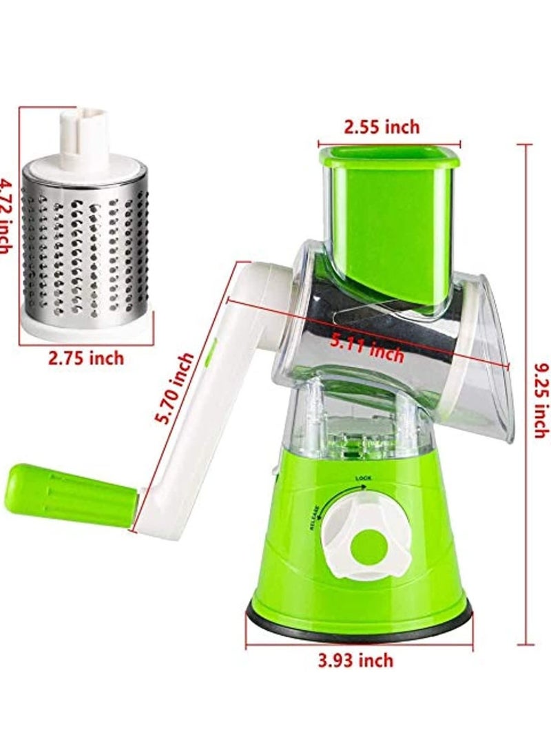 ELTRAZONE - Manual Tabletop Drum Cheese Grater, 3 In 1 Rotary Shredder Slicer Grinder For Cucumber Nut Potato Carrot Cheese, Vegetable Salad Shooter - Image 1