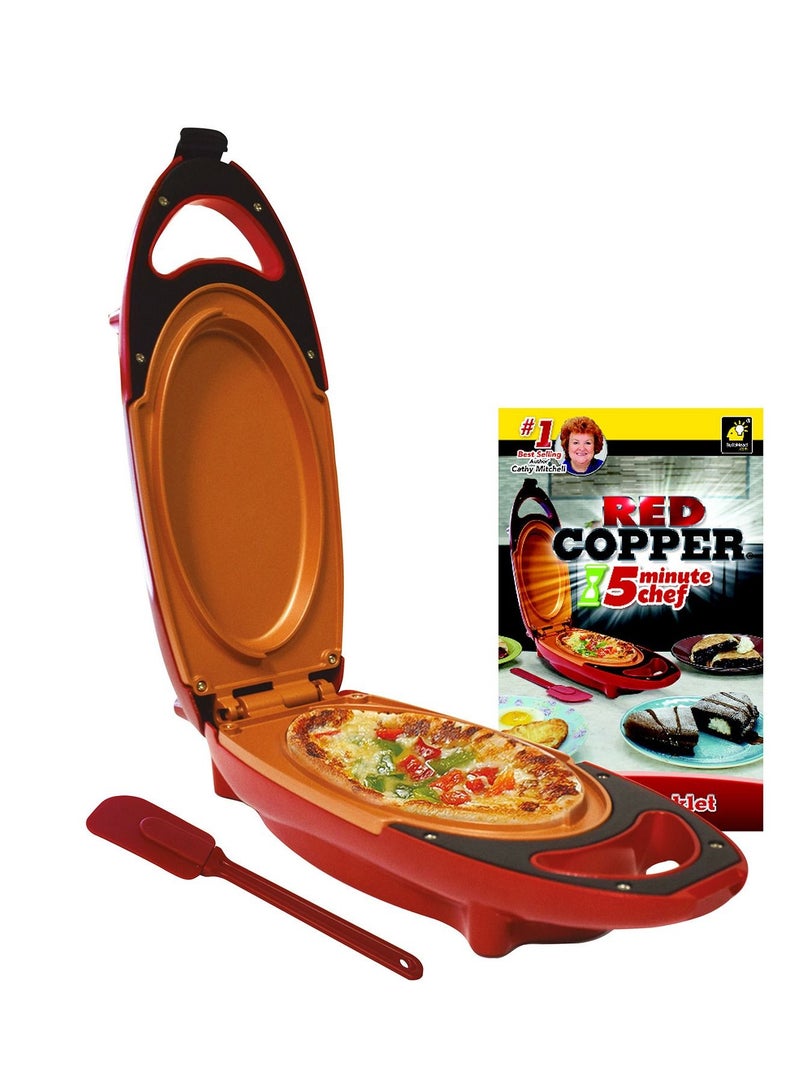 Red Copper 5 Minute Chef Double Sided Copper Infused Grill Pan with Non Stick Anti Scratch Surface for Making Delicious Omelet - Image 1