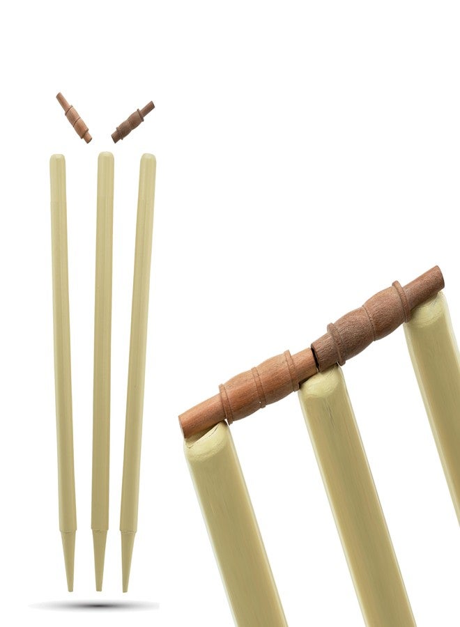 Frixan Cricket Stumps, Wood Cricket Wickets Set of 3 with Bails and Cover Standard Size 89cm - Image 1