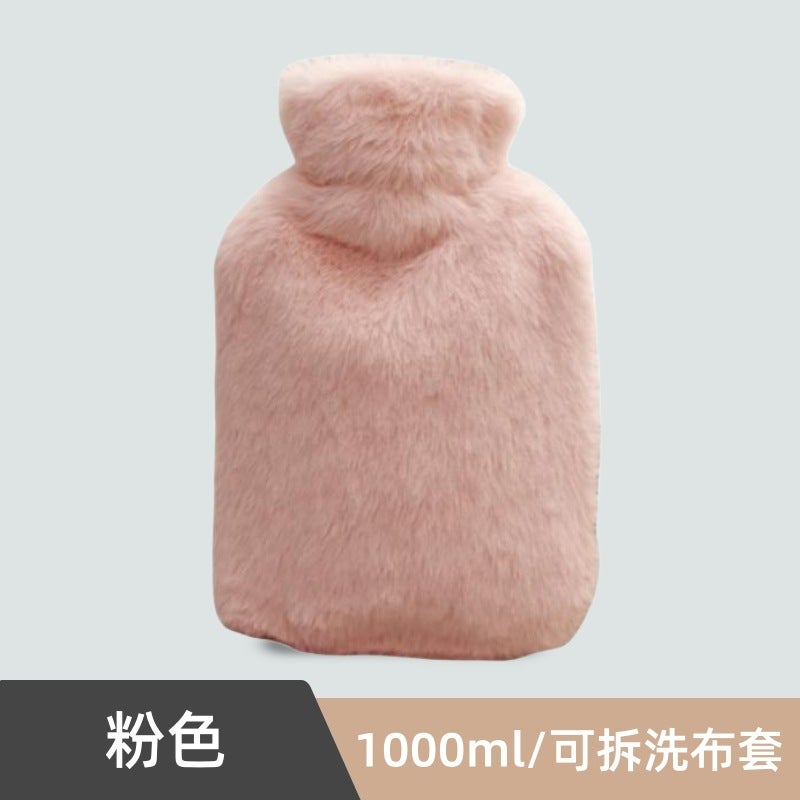Generic Winter New Sundays Angora Yarns Hot Water Bag PVC Material Leakproof Warm Handbag Warm Stomach Drive Cold Heat Water Bag Pink 1000ml 