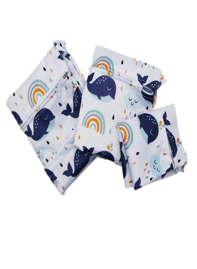 Asenappy 3pcs Cloth Diaper Wet Dry Bags Waterproof Reusable with Two Zippered Pockets Travel Beach Pool Daycare Soiled Baby Items Yoga Gym Bag for Swimsuits or Wet Clothes - Image 4