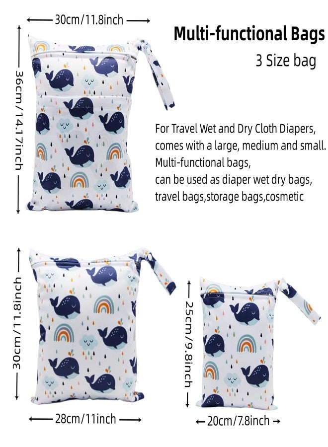 Asenappy 3pcs Cloth Diaper Wet Dry Bags Waterproof Reusable with Two Zippered Pockets Travel Beach Pool Daycare Soiled Baby Items Yoga Gym Bag for Swimsuits or Wet Clothes - Image 2