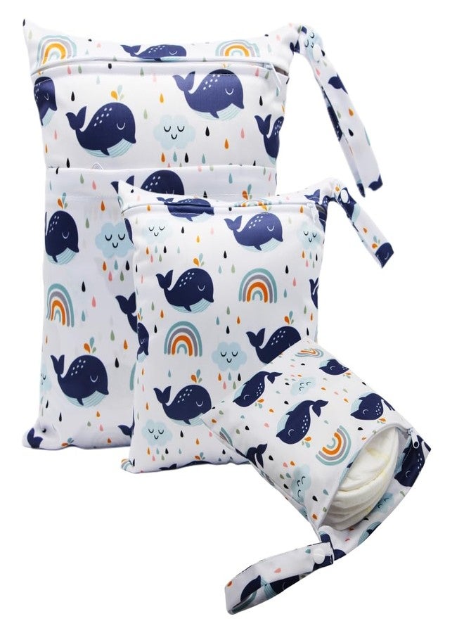 Asenappy 3pcs Cloth Diaper Wet Dry Bags Waterproof Reusable with Two Zippered Pockets Travel Beach Pool Daycare Soiled Baby Items Yoga Gym Bag for Swimsuits or Wet Clothes - Image 1