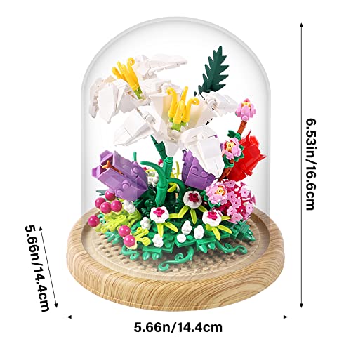 SAMYBLOCKS 600PCS Creative Lily Flowers Bonsai Tree Building setsSweet Lily Building Blocks with a Transparent Display Glass CoverExquisite Decoreated Flower SetAny time is the most warm love for Her - Image 5