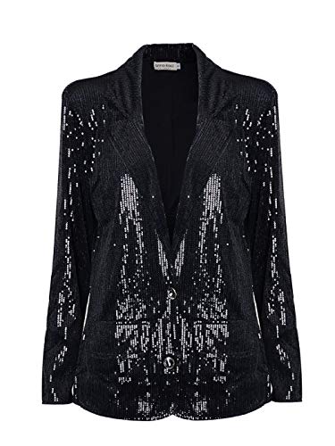 Anna-Kaci Women's Evening Sparkle Sequins Open Front Long Sleeve Blazer Jacket,Black,2X-Large - Image 5