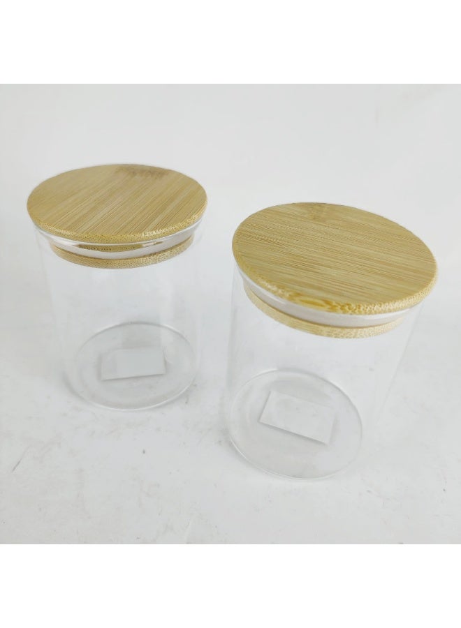 2 برطمان زجاج عالى الجودة مزود بغطاء خشب محكم الغلق - دائرى -للبهارت والحلوى - Image 4