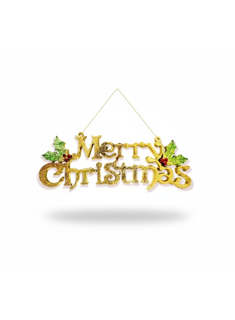 Toyland زينة معلقة ذهبية "عيد ميلاد سعيد" لامعة - زينة جدارية وشجرية احتفالية