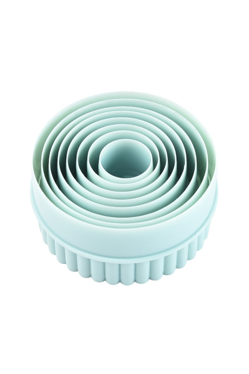 إيروريكس 8 قطع من قوالب تقطيع البسكويت الدائرية ذات الوجهين باللون الأخضر الفاتح والمموجة، أدوات مطبخ للبسكويت ARJ019 - Image 1