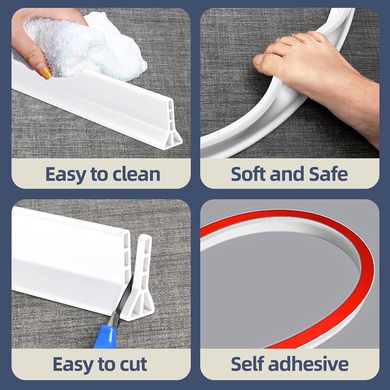 AxPower (Upgraded)3” High Shower Threshold Water Dam 67 Inch Collapsible Shower Barrier Water Stopper Shower Water Guard Dry and Wet Separation for Bathroom Kitchen and More(5.6ft) - Image 5