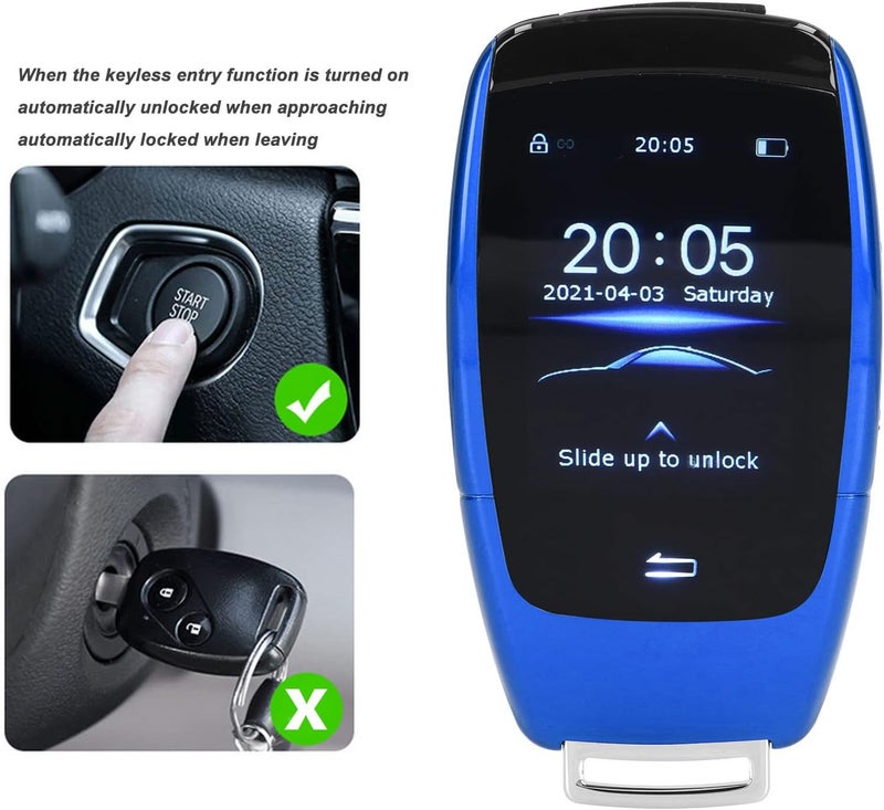 cheekyglo Smart Remote Car Key, All in One Keyless Entry Auto Unlock Lock with 2in LCD Screen, Car Key Replacement Accessory, Universal Automobile Remote Control for TK900 (Blue) Blue - Image 4