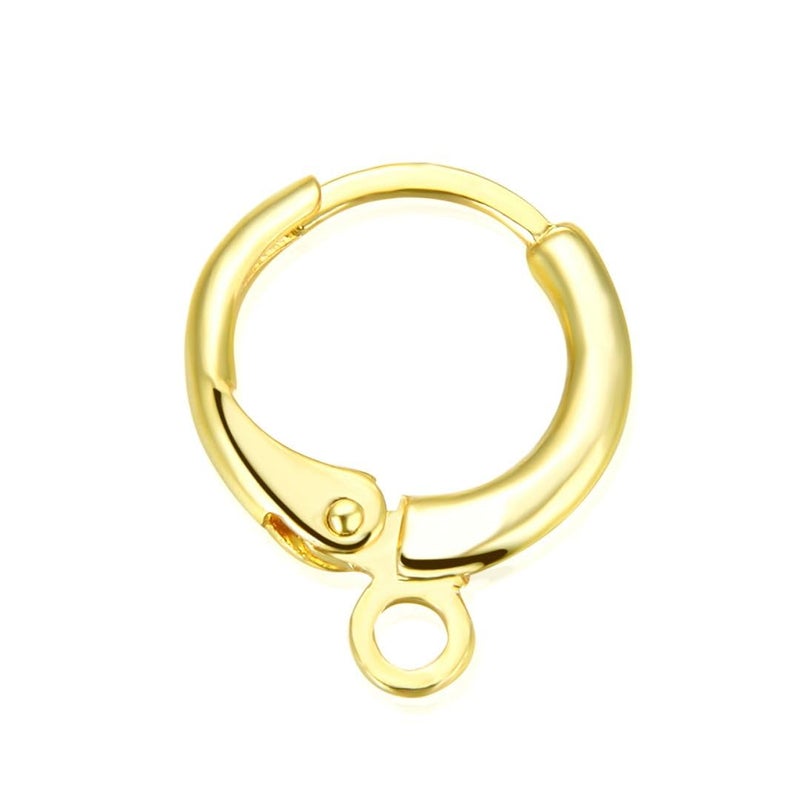 Adabele 10pcs Adabele Real Yellow Gold Plated Sterling Silver Round Hoop Huggie Leverback Earring Hooks 12mm 047 Inch Round Ear Wire Connector for DIY Earrings Jewelry Making SS882