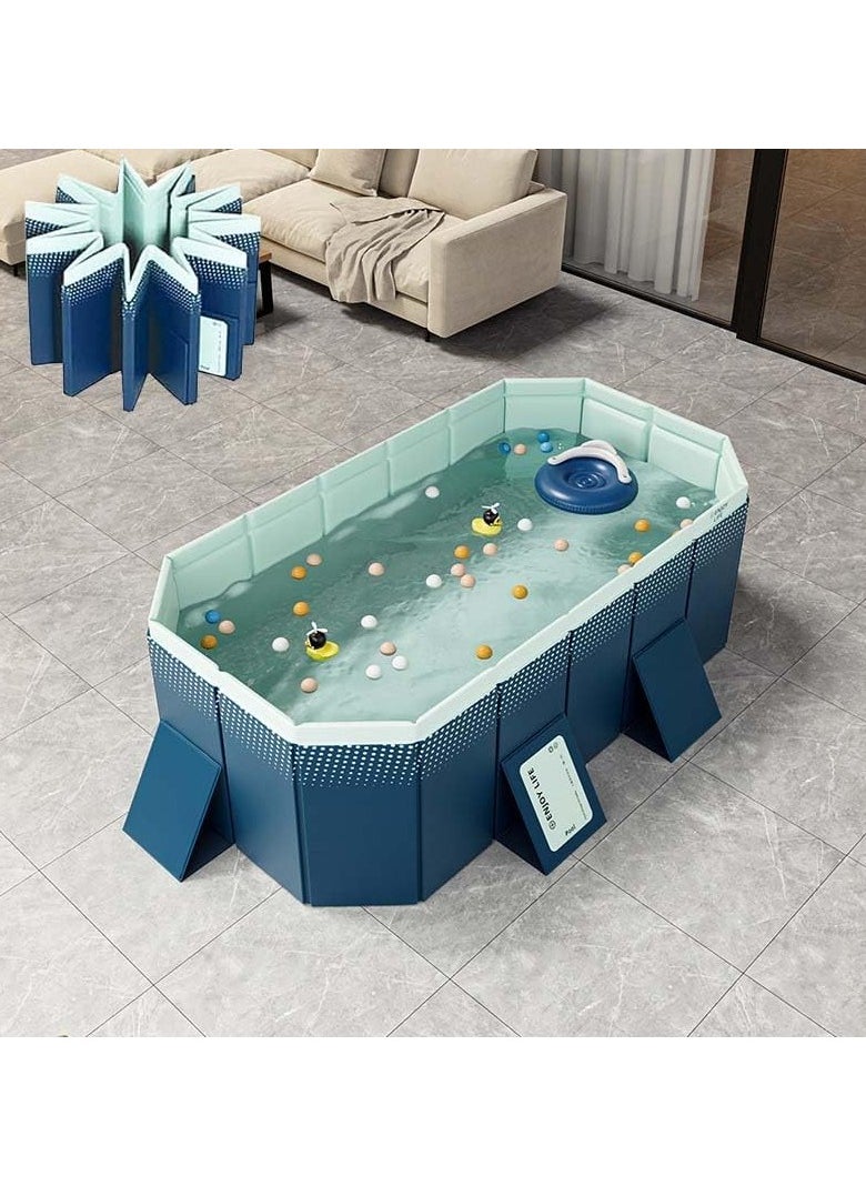 Foldable Swimming pool, non inflatable swimming pool, outdoor family square swimming pool, rectangular above ground swimming pool, with drain plugs and holes, easy to assemble（2.1m）
