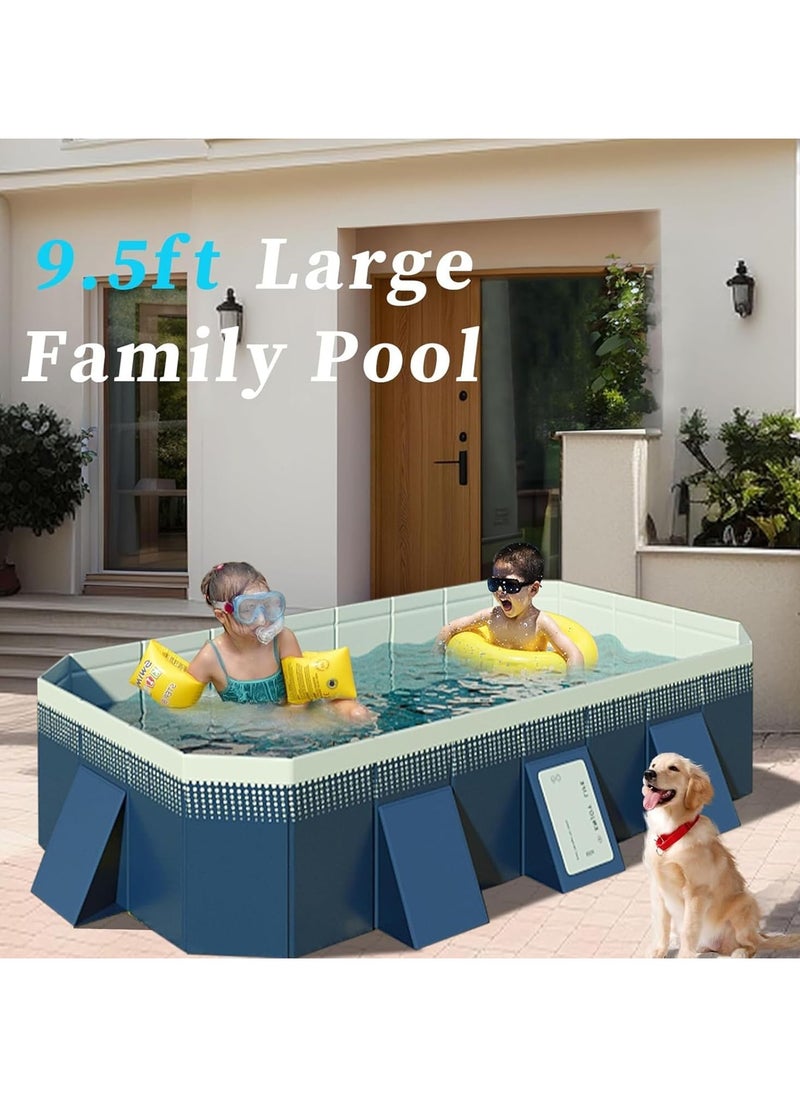 Foldable Swimming pool, non inflatable swimming pool, outdoor family square swimming pool, rectangular above ground swimming pool, with drain plugs and holes, easy to assemble（2.1m）