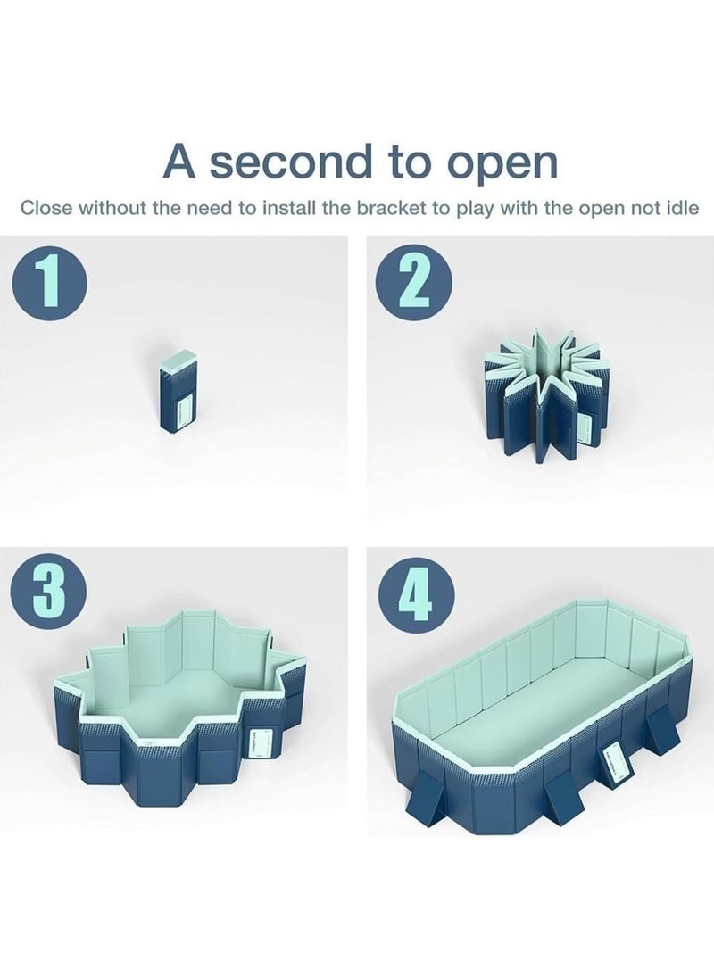 Foldable Swimming pool, non inflatable swimming pool, outdoor family square swimming pool, rectangular above ground swimming pool, with drain plugs and holes, easy to assemble（2.1m）