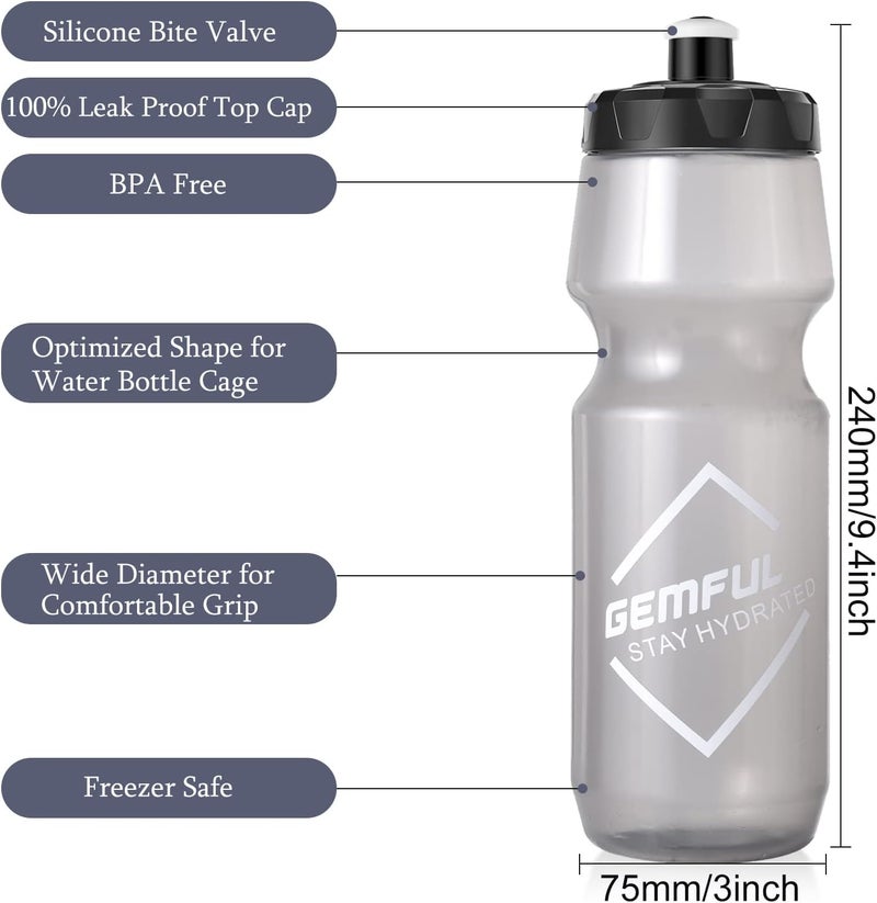 GEMFUL Cycling Water Bottle Cup Holder with 750ml Bottles BPA Free for Cycling Road Mountain Bike 4 Pack - Image 3