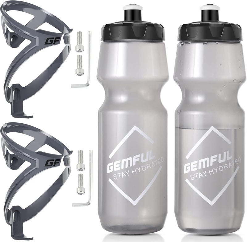 GEMFUL Cycling Water Bottle Cup Holder with 750ml Bottles BPA Free for Cycling Road Mountain Bike 4 Pack - Image 1