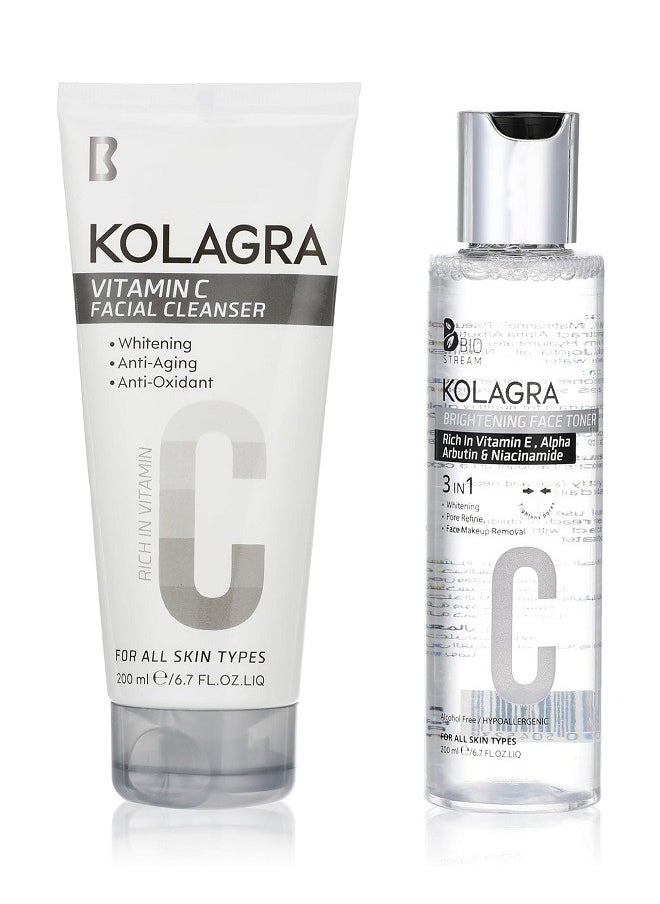 Brightening Face Toner 3 In 1 200ml + Vitamin C Facial Cleanser 200ml