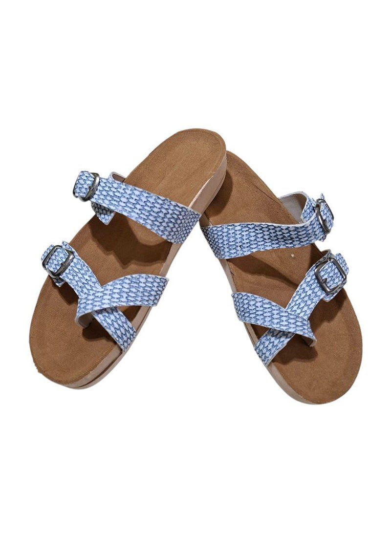 Karisma Cork And Latex Suede Lining Footbed, Soled Slipper Style, Mayari Canvas - Image 1