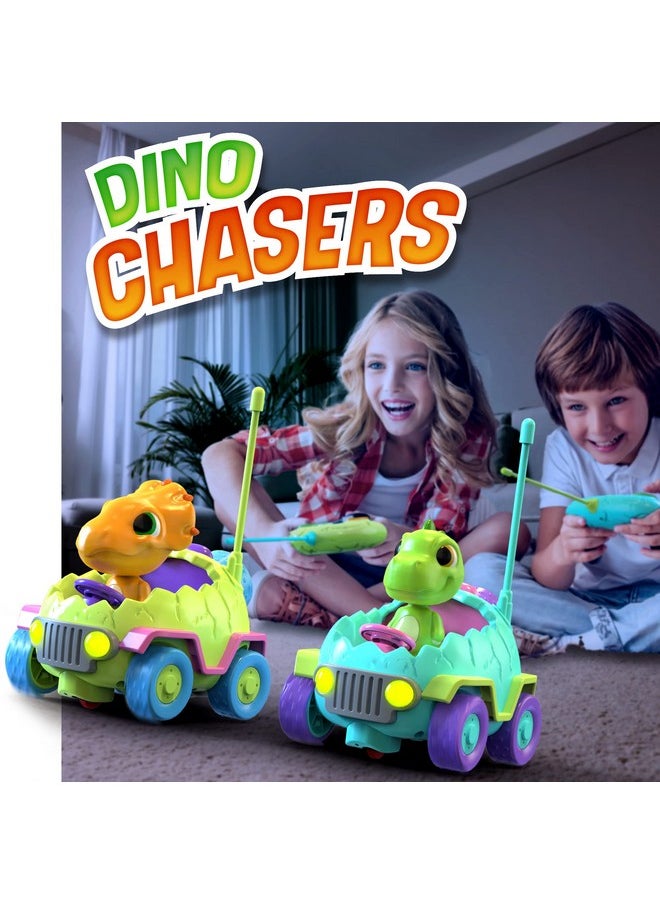 MindSprout Dino Chasers ; Remote Control Car For Kids Age 2 3 4 5 Years Old (2 Pack) Toddler Toys Age 2 4 Birthday Gift For Boys & Girls Family Fun Kids Dinosaur Toys ; Led Lights & Music  - Image 3