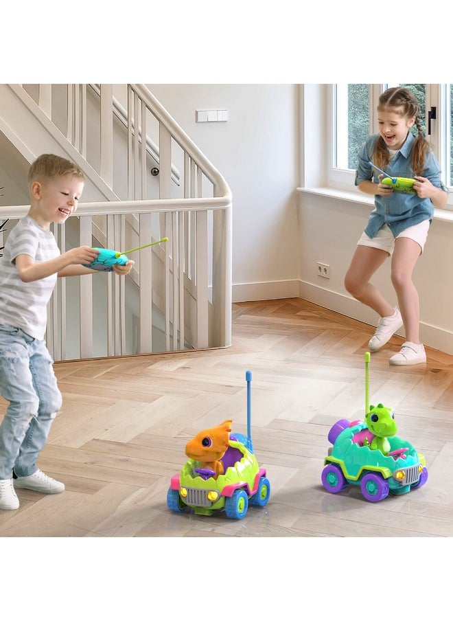 MindSprout Dino Chasers ; Remote Control Car For Kids Age 2 3 4 5 Years Old (2 Pack) Toddler Toys Age 2 4 Birthday Gift For Boys & Girls Family Fun Kids Dinosaur Toys ; Led Lights & Music  - Image 5