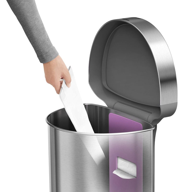 simplehuman 45 Liter / 12 Gallon Semi-Round Automatic Sensor Trash Can, Brushed Stainless Steel - Image 5