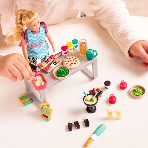Lori Play Food for Mini Dolls Cooking Accessories for 6Inch Dolls Pizza Sushi Dessert Dollhouse Set for Kids 3 Years Gourmet Market - Image 5