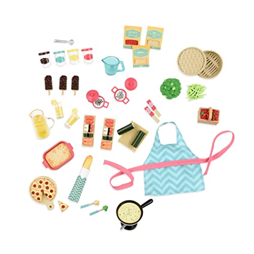 Lori Play Food for Mini Dolls Cooking Accessories for 6Inch Dolls Pizza Sushi Dessert Dollhouse Set for Kids 3 Years Gourmet Market - Image 1