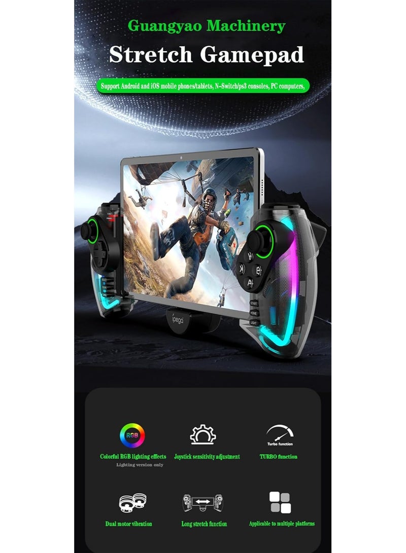 Ipega Wireless RGB Bluetooth Gaming Controller for iPhone 15/14/13/12, Android Smartphones & Tablets, PC, Switch & PS3 | Ergonomic Gamepad with Turbo Function, 6-Axis Gyroscope, Programmable Buttons, Dual Vibration Feedback, Plug & Play Mobile Gaming Controller - Image 2