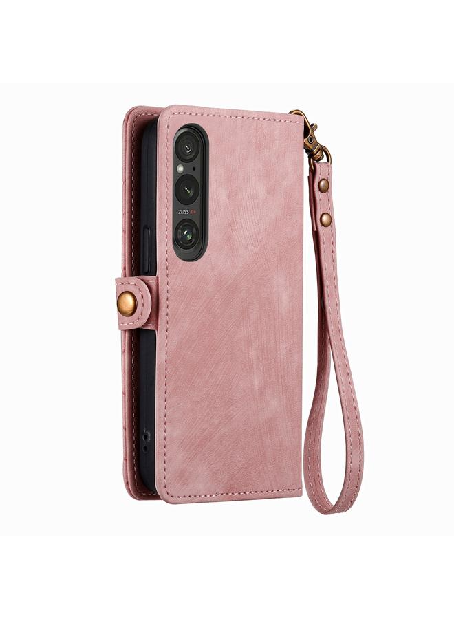 erorex Case For Sony Xperia 10 III Geometric Zipper Wallet Side Buckle Leather Phone Case - Image 3