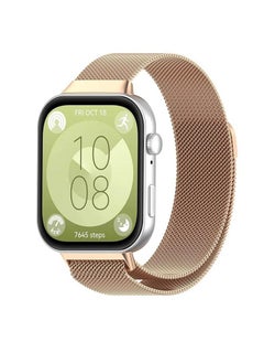 Milanese Stainless Steel Replacement Band Compatible with Huawei Fit 3 Watch, Magnetic Stainless Steel Mesh type strap (Gold)