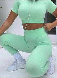 Seamless Yoga Set for Women | Green High-Waist Gym Leggings and Crop Top | Comfortable Activewear for Yoga, Fitness, and Workouts - pzsku/ZA866FEBF9DACFE5C63CEZ/45/_/1639000313/b73e44f8-d69a-4b3d-b77d-10ec53b5eaa3