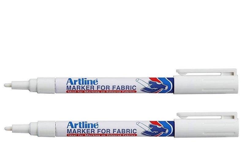 Artline White Permanent Fabric Markers pen for clothing (2 Markers) - Image 1