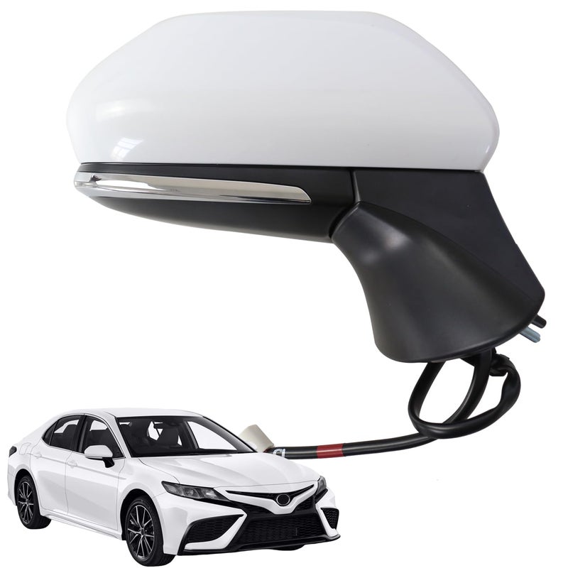 Marretoo for Toyota Camry Side Mirror Assembly Passenger Side 2024 2018 2019 2020 2021 2022 2023 WHITE 7 Pin Power Heated Turn Signal Blind Spot Monitoring POWERLAMPHEATBSMRH TO1320368