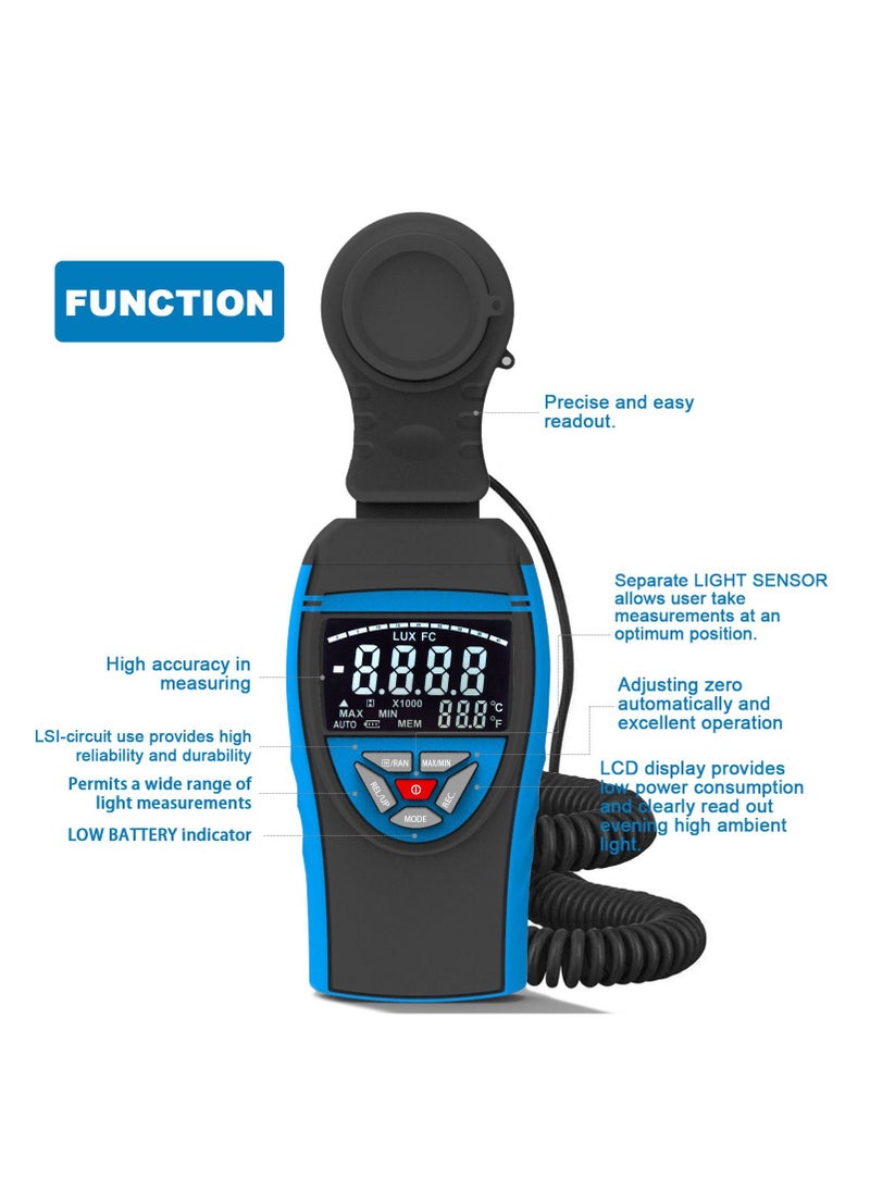 HoldPeak - HP-8801C Digital Light Meters,Light Meter for Plants Measure Light From 0.1~400,000 Lux,Data Hold, Lux/FC Selection For Par Photography Plants - Image 1