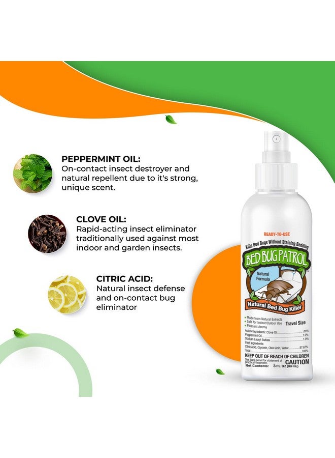 Bed Bug Patrol TSA Approved Bed Bug Spray 3oz - Natural Plant-Based Killer for Luggage, Travel, Hotels, Airbnb, Cars & Buses - Safe for Children & Pets - Compact On-The-Go Use - Bed Bug Patrol - Image 3
