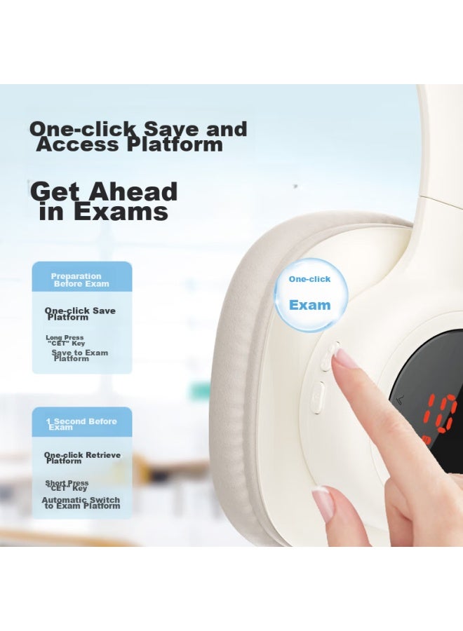 Deli Cet-4/6 Listening Headphones, Specialized For Cet-4/6, Fm Tuning, Over-ear Wireless, For Online Cl, Aux, Exam-specific White Lt550 - Image 2