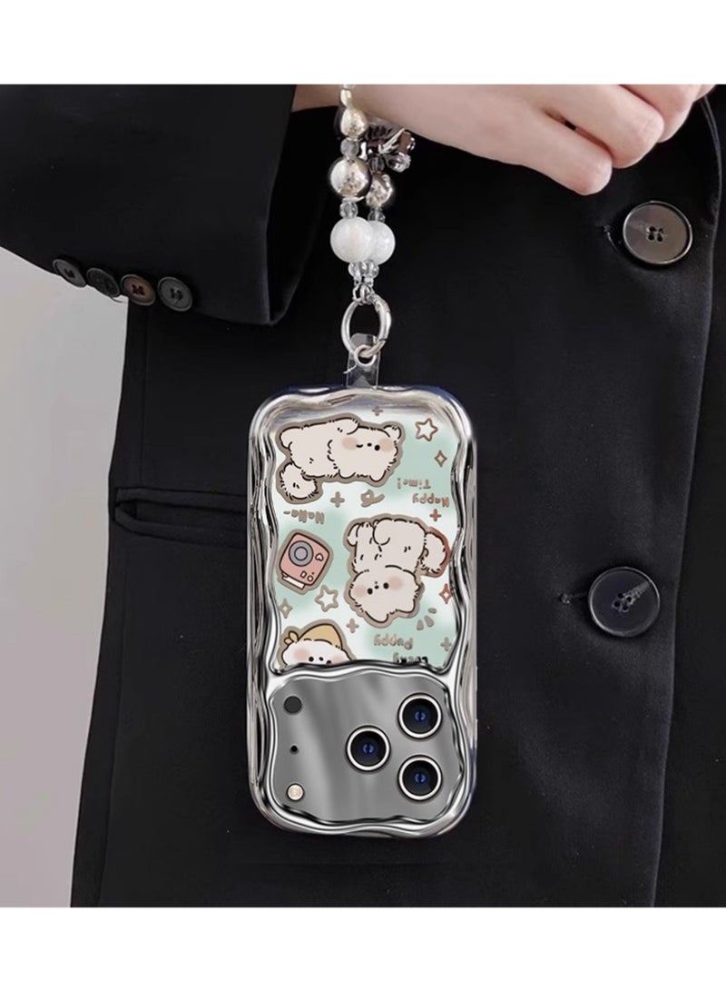 X-level Compatible with iPhone 17 Pro Max Case with Color Bracelet Chain,Cute Puppy Case Cover Shockproof Protective Soft Silicone Phone Case for iPhone 17 Pro Max for Women Girls - Image 3