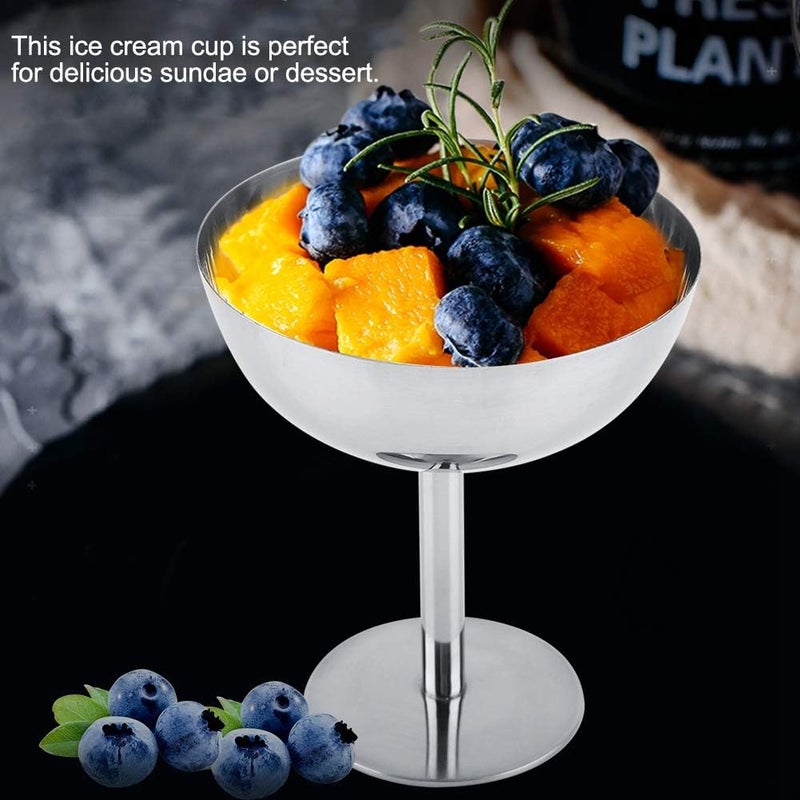 klarako Ice Cream Cups Dessert Dish Stainless Steel Sundae Bowls for Salad Fruit Pudding(Tall) - Image 3
