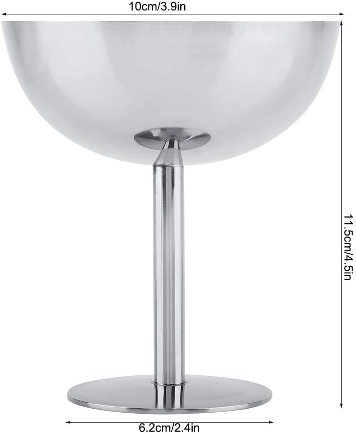 klarako Ice Cream Cups Dessert Dish Stainless Steel Sundae Bowls for Salad Fruit Pudding(Tall) - Image 2