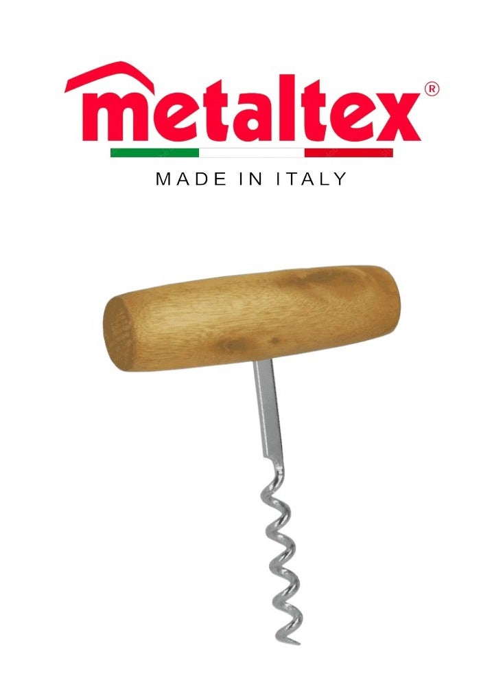 Metaltex Corkscrew with Single Mesh Rod â€“ Wooden Handle & Chromed Metal Body - Image 2