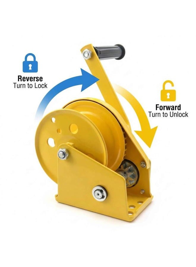 QWORK Hand Winch, 1200lbs Heavy Duty Manual Crank Winch, Marine Two-Way self-Locking Gear Winch Handle Crank Towing Winch for ATV Boat Trailer Truck - Image 4